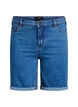 Fitted denim shorts with a high waist, Blue, Packshot image number 0