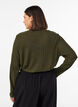 Jersey blouse with ribbed structure and long sleeves, Green, Model image number 2