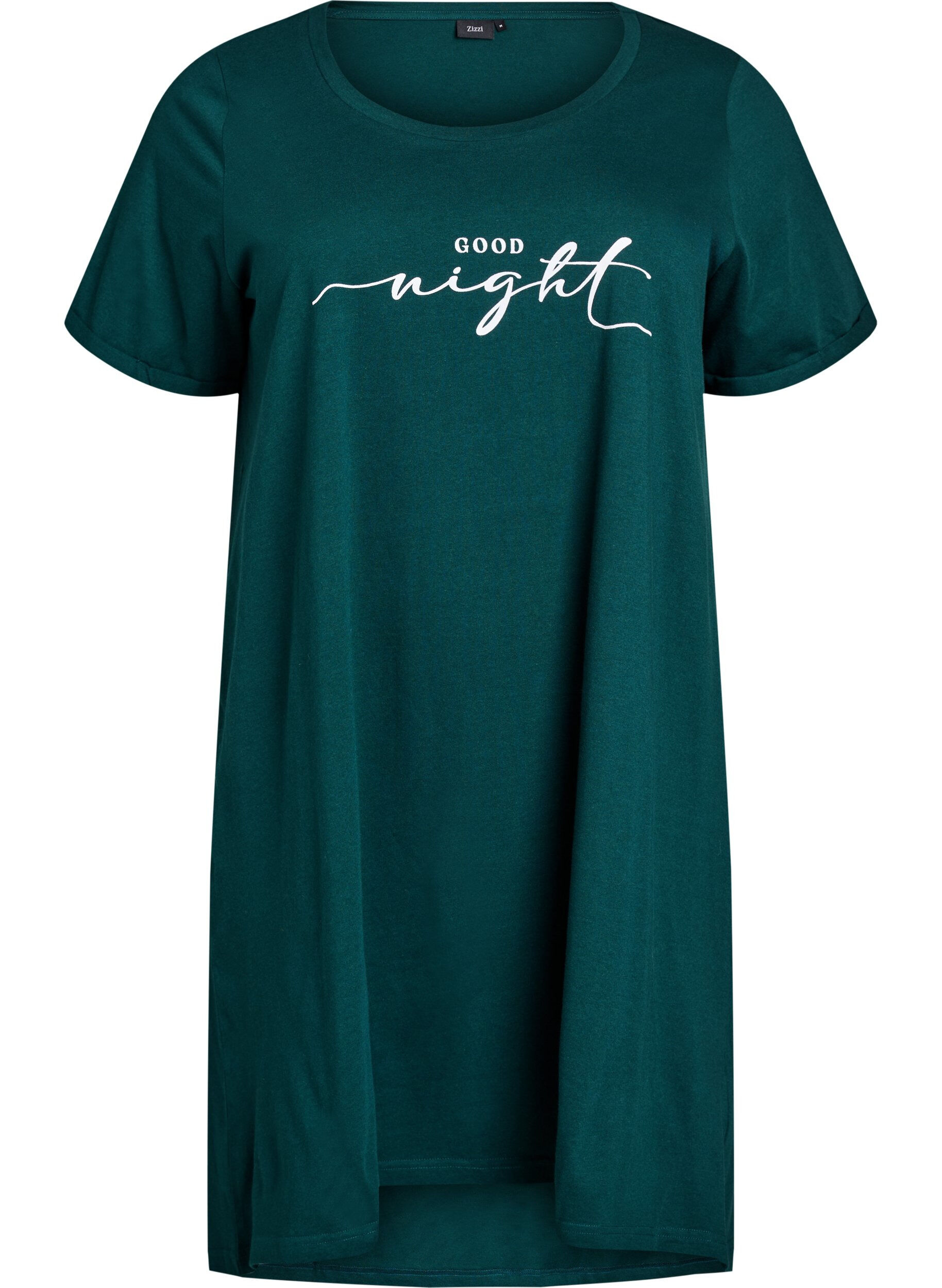 ZizzifashionShort-sleeved nightgown in organic cotton, Green, Packshot image number 0
