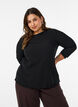 Textured blouse with wavy edges, Black, Model image number 0