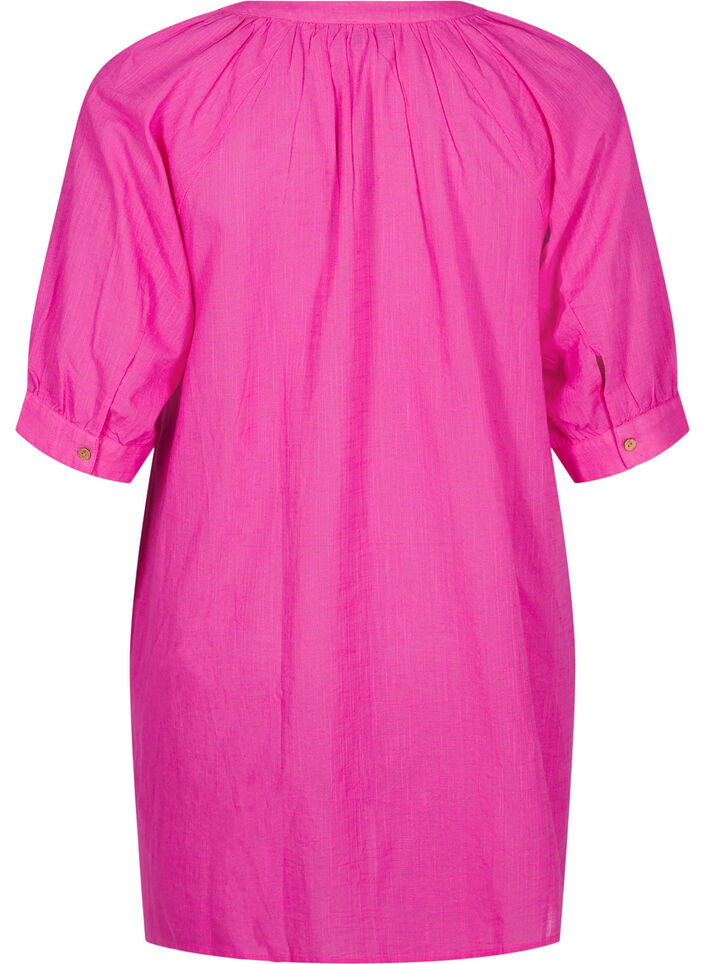 Cotton tunic with a V-neck, Rose, Packshot image number 1