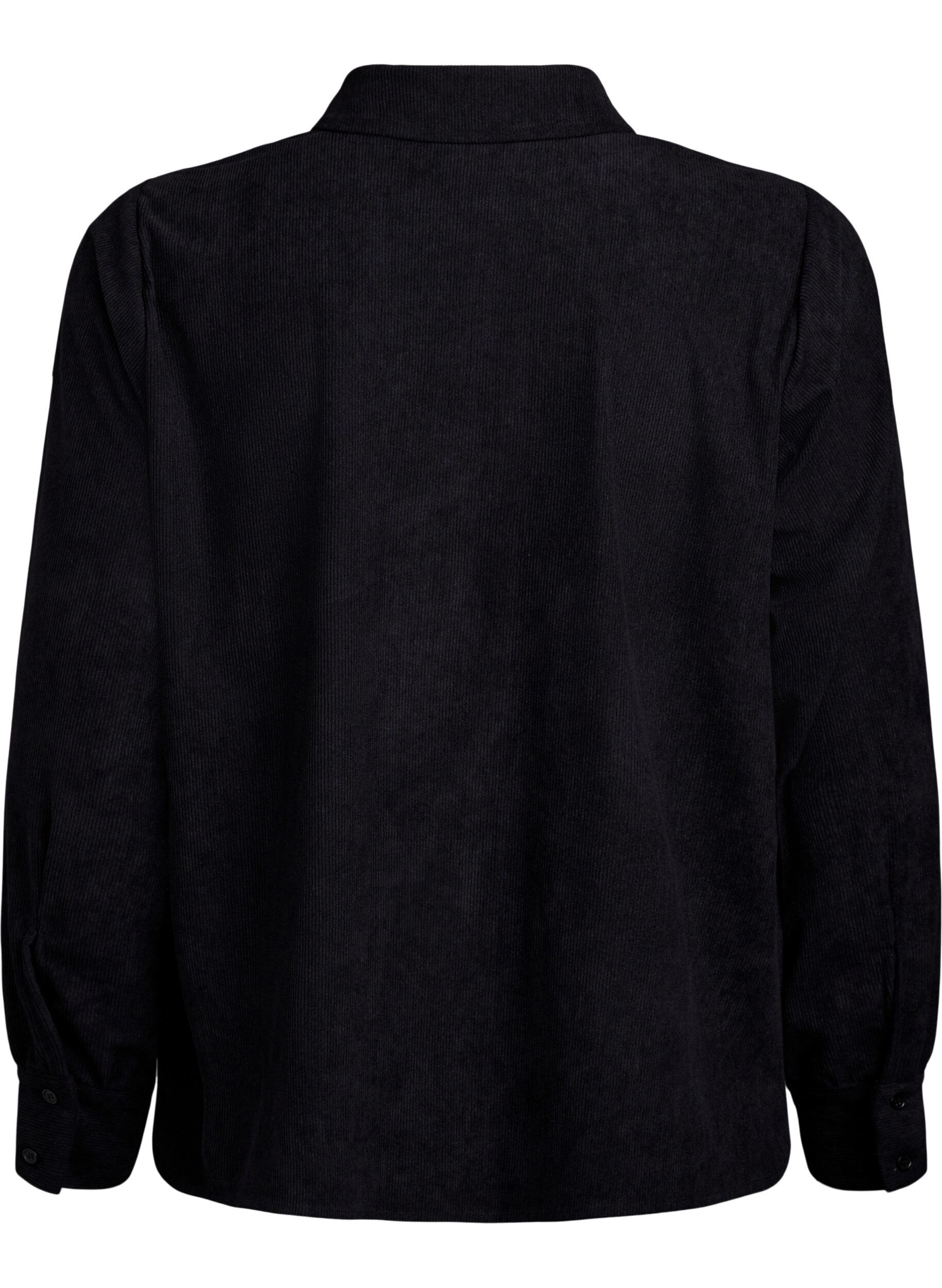 Zizzifashion Long-sleeved shirt blouse in corduroy, Black, Packshot image number 1