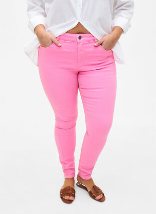 Super slim fit Amy jeans with high waist, Rosebloom, Model image number 2