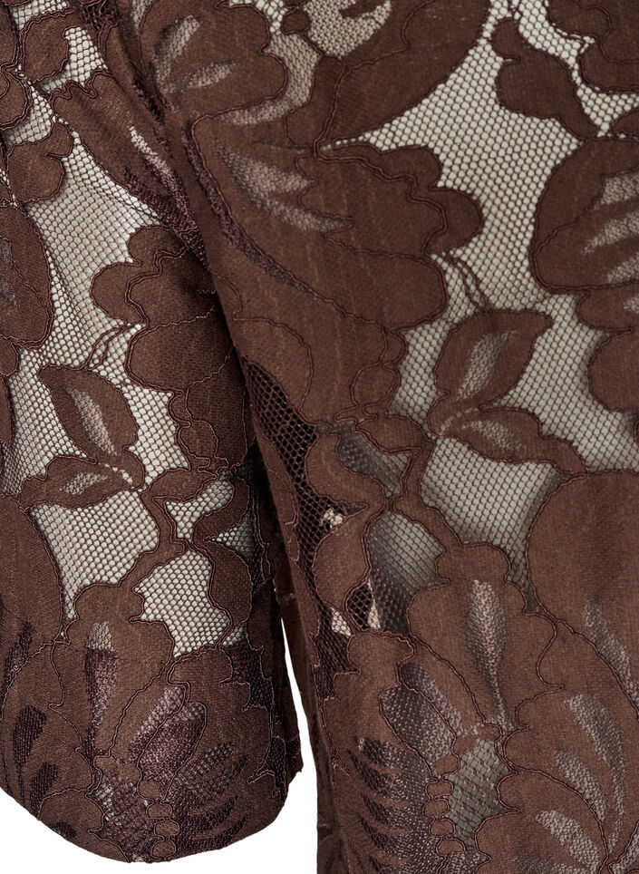 Lace blouse with short sleeves, Brown, Packshot image number 3