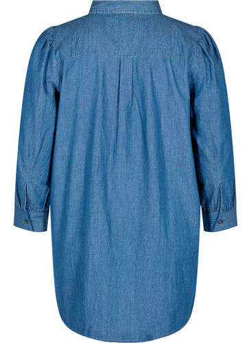 Denim cotton tunic with 3/4 sleeves, Blue, Packshot image number 1