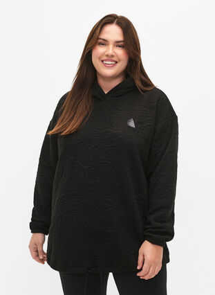 Sporty hooded sweatshirt, Black, Model image number 0