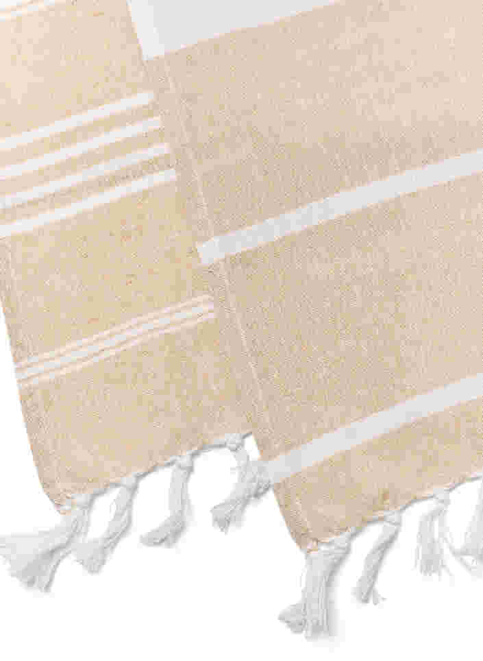 2-pack striped towel with fringes, 2-Pack Beige, Packshot image number 2