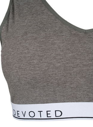 Soft bra top with V-neckline and text print, Medium Grey Melange, Packshot image number 2