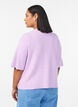 Short-sleeved knit cardigan with shiny ball buttons, Purple, Model image number 2
