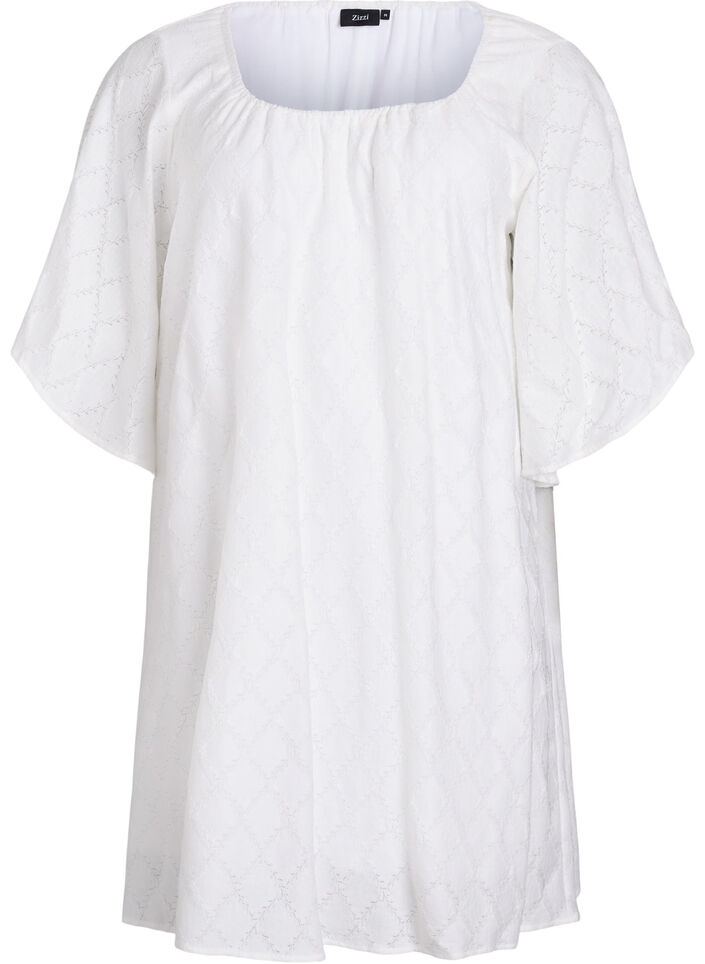 Knee-length party dress with wide sleeves, White, Packshot image number 0