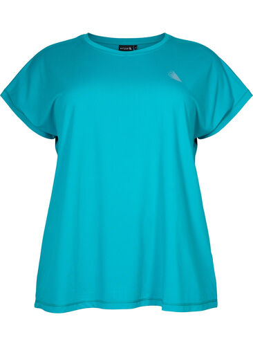 Short sleeved workout t-shirt, Deep Peacock Blue, Packshot image number 0