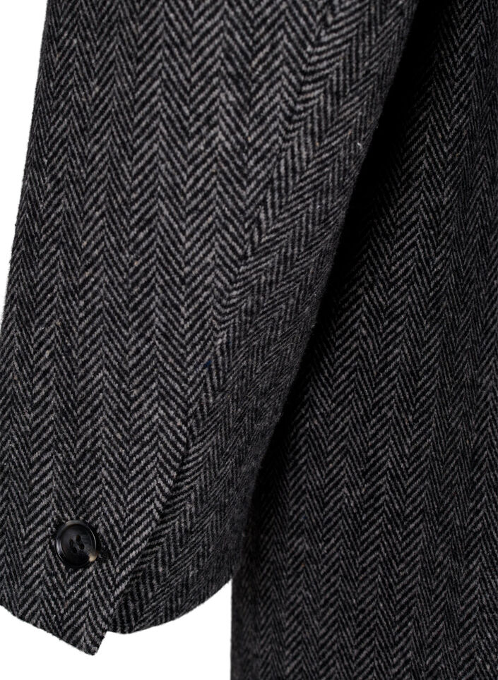 Long wool coat with herringbone pattern, Dark Grey Melange, Packshot image number 4