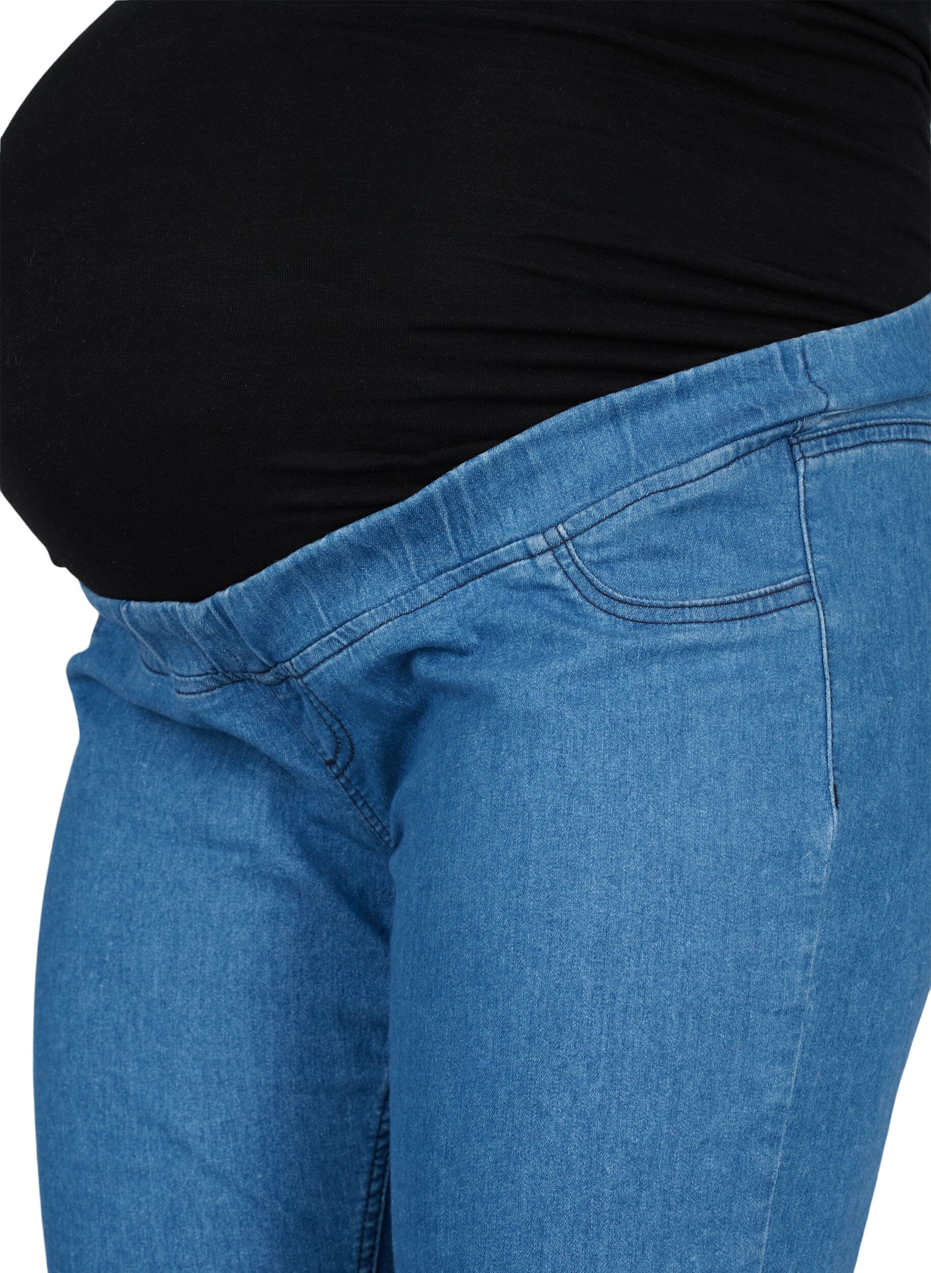 Zizzifashion Maternity jeggings with back pockets, Blue denim, Packshot image number 2