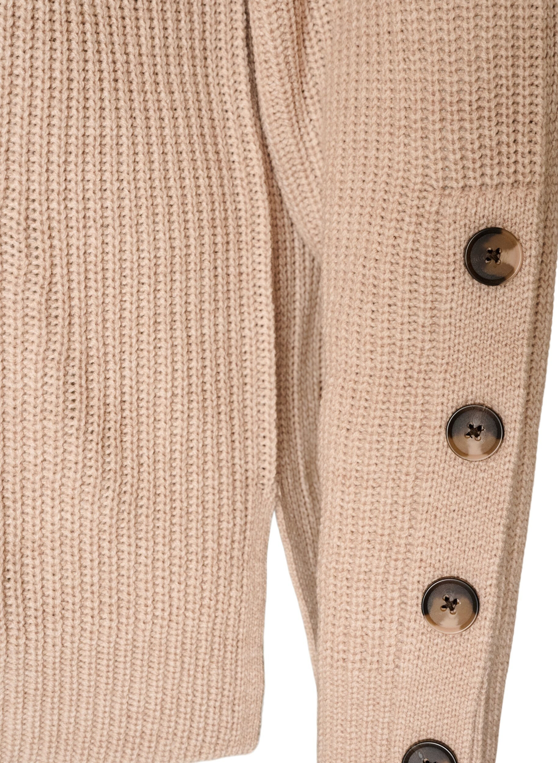 ZizzifashionKnitted blouse with ribbed texture and button details, Beige, Packshot image number 3
