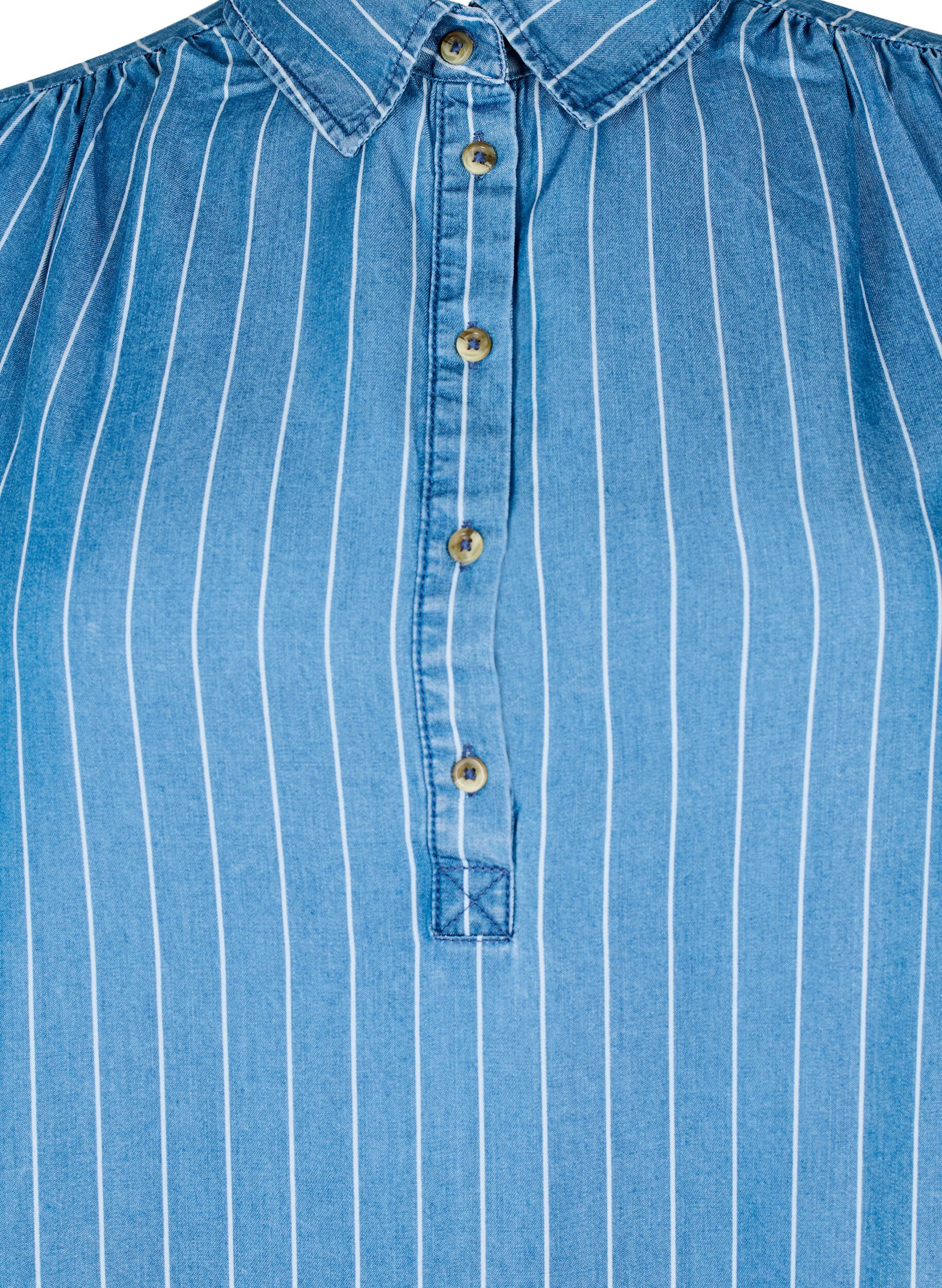 Zizzifashion Denim tunic with TENCEL&trade; and stripes, Blue, Packshot image number 2