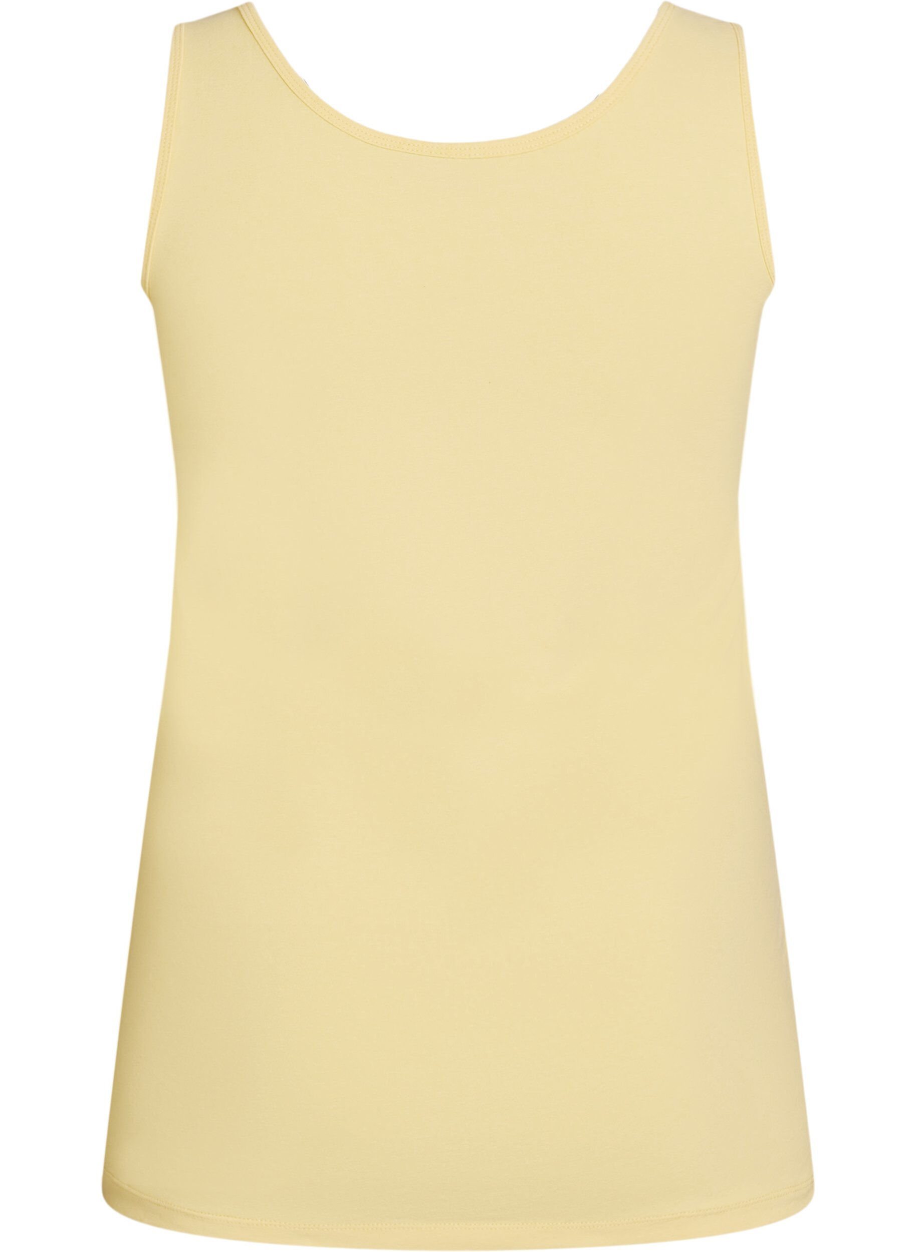 ZizzifashionSolid color basic top in cotton, Yellow, Packshot image number 1