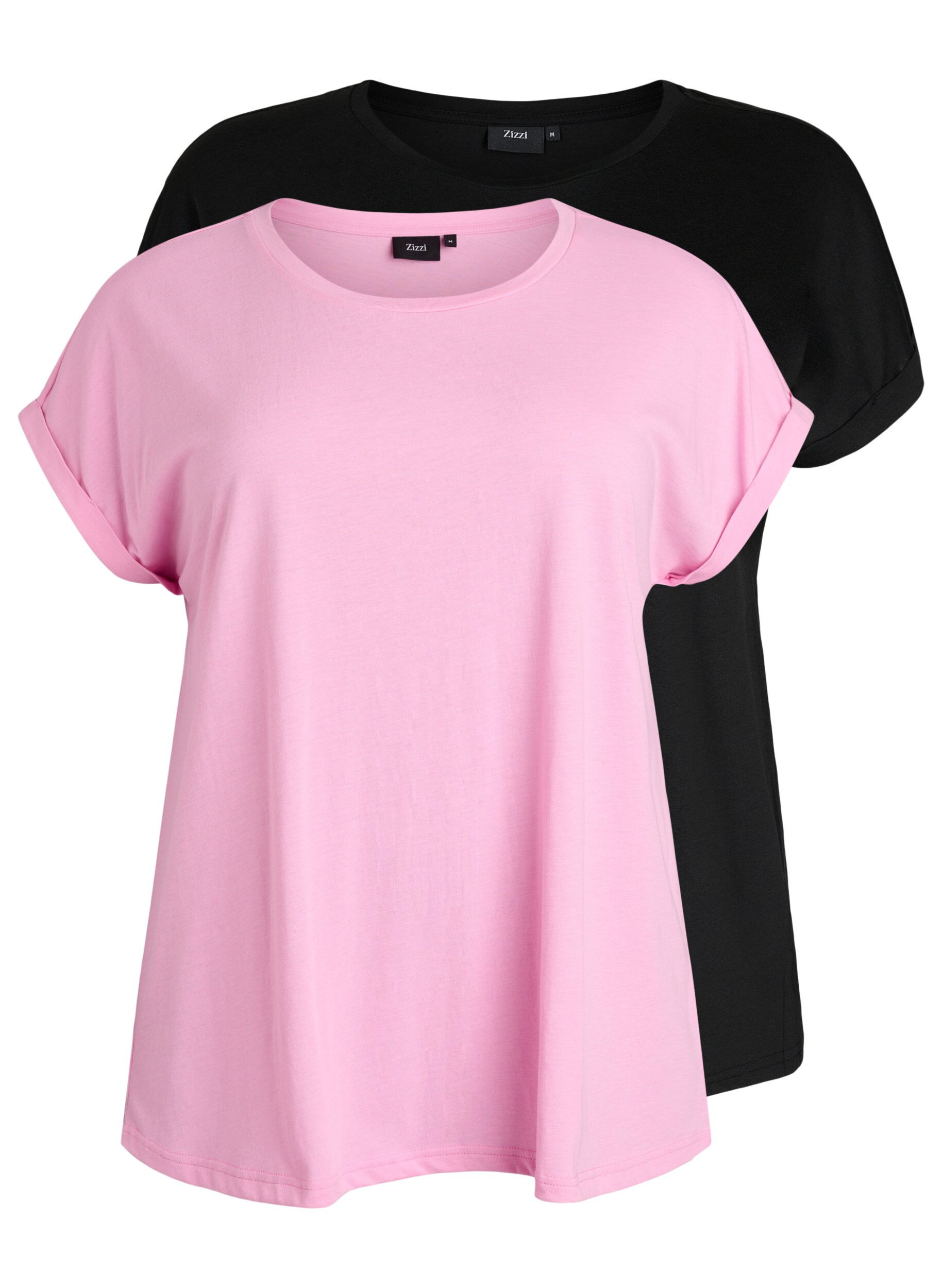 Zizzifashion 2-pack short-sleeved t-shirts, Pink, Packshot image number 0