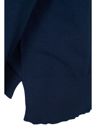 Knitted ribbed sweater with slit, Navy Blazer, Packshot image number 3