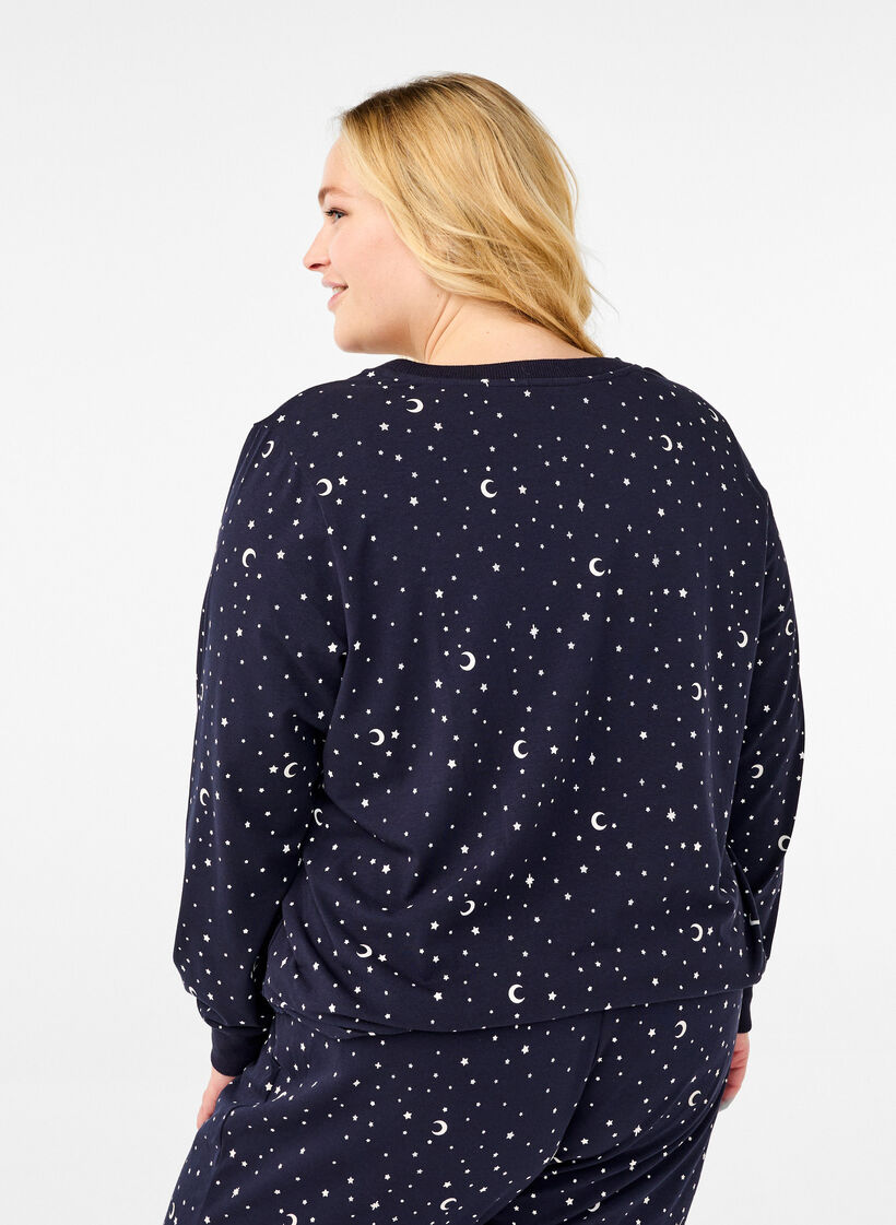 Night blouse with a print, Night Sky AOP, Model image number 1