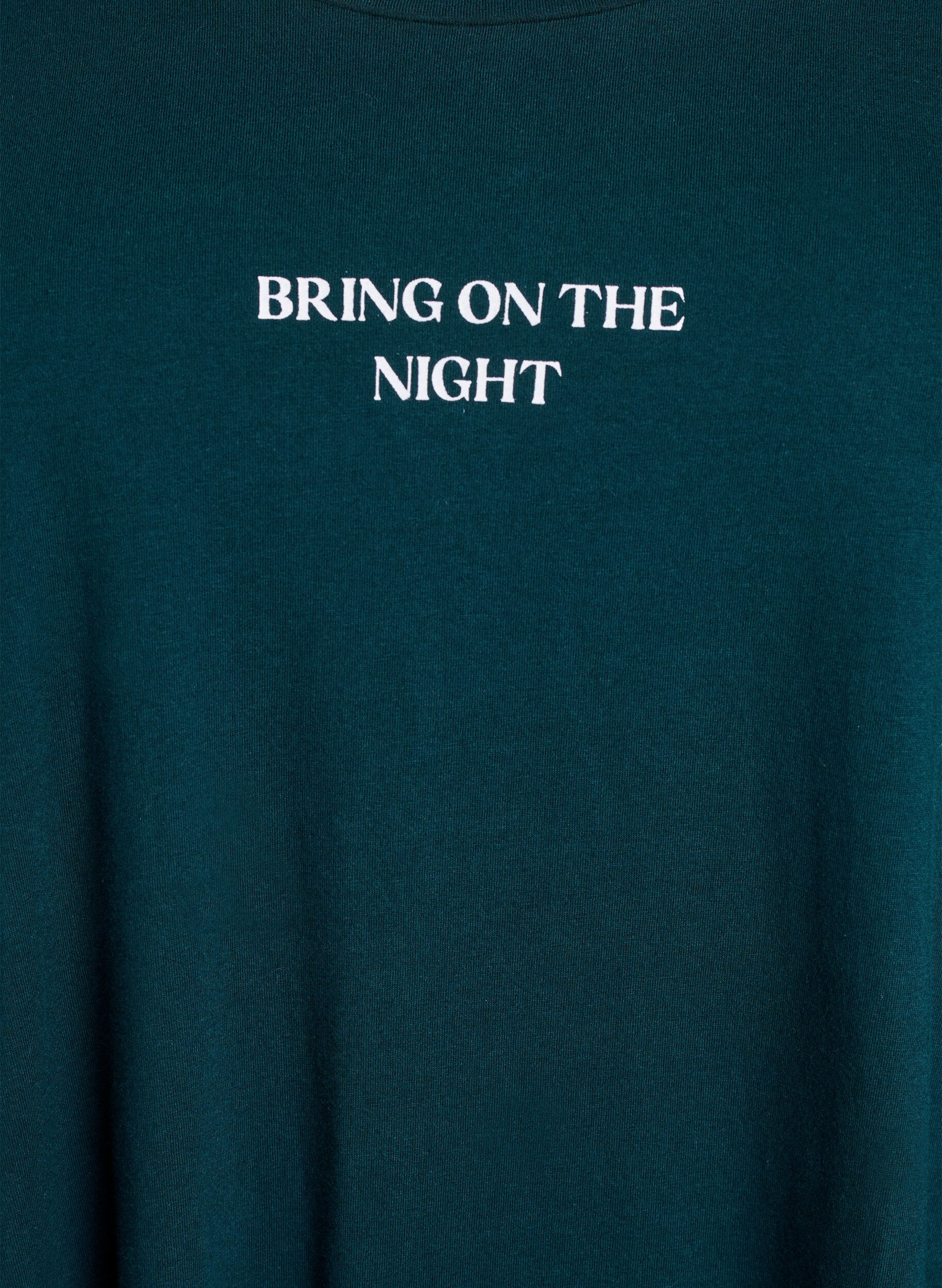 Zizzifashion Long-sleeved nightgown in organic cotton, Green, Packshot image number 2