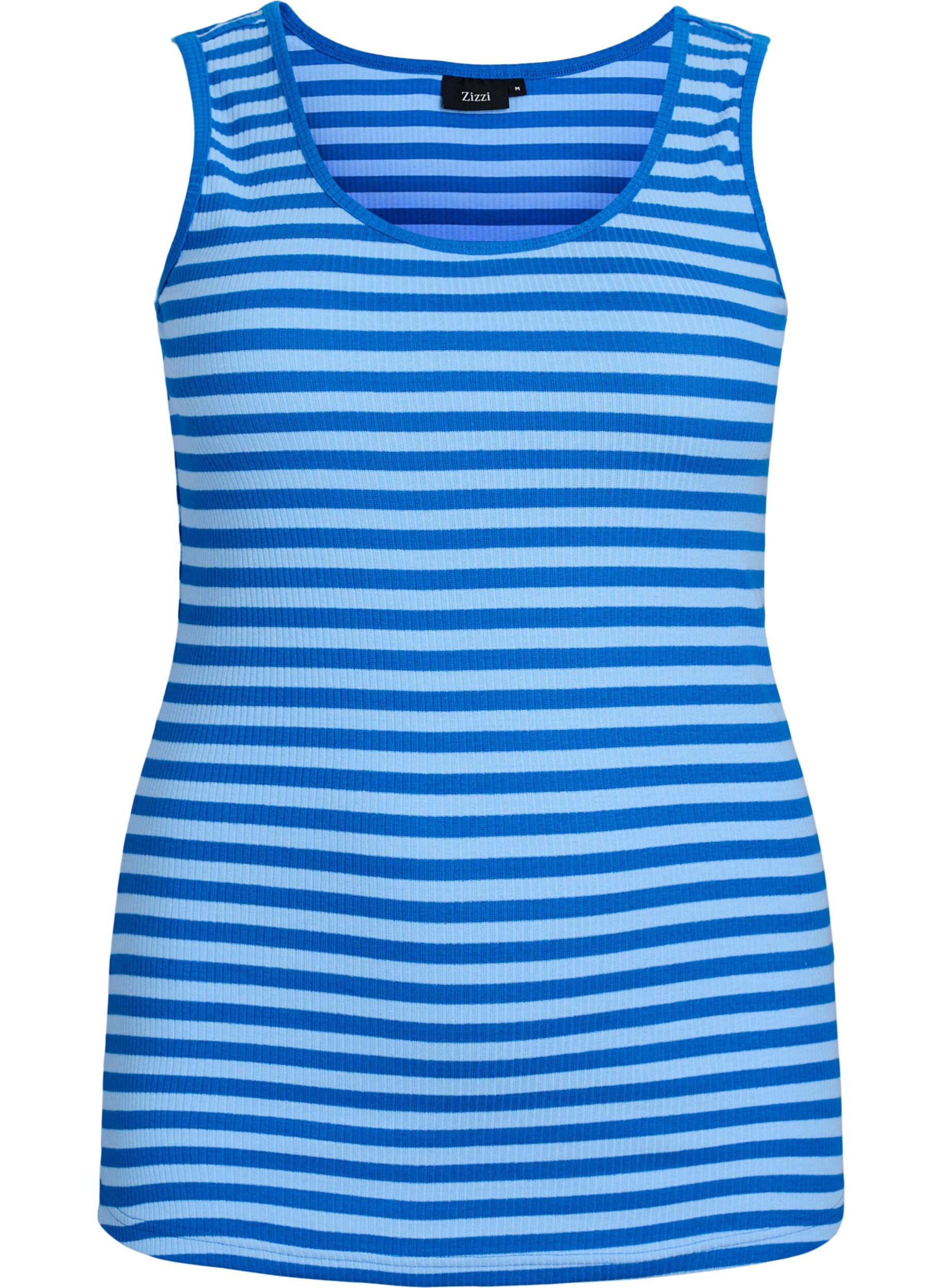 Zizzifashion Striped tank top with a rib structure, Light Blue, Packshot image number 0