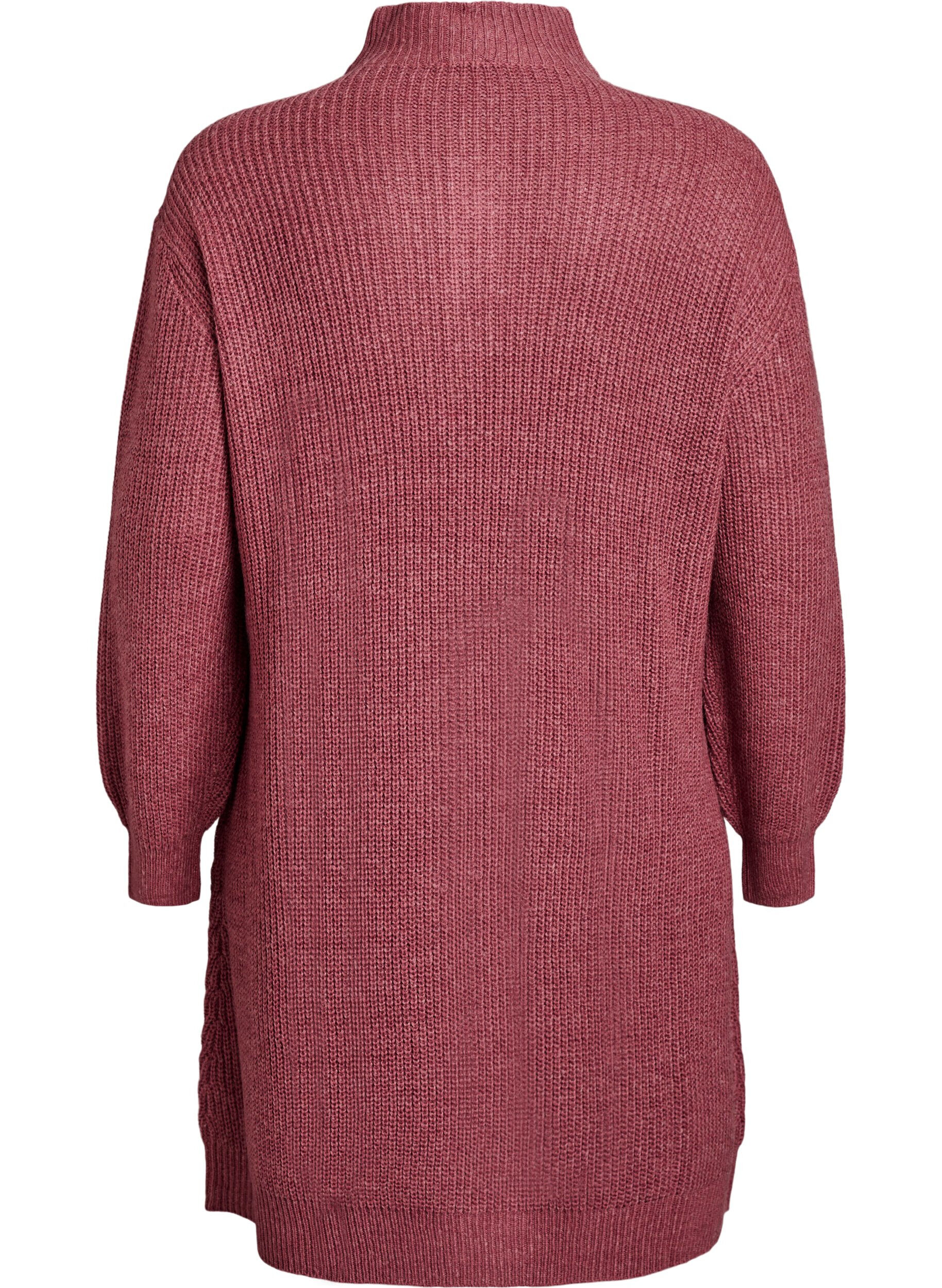 Zizzifashion FLASH - Short knit dress with high neck, Rose, Packshot image number 1