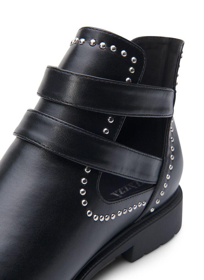 Wide fit - Ankle boots with studs, Black, Packshot image number 4