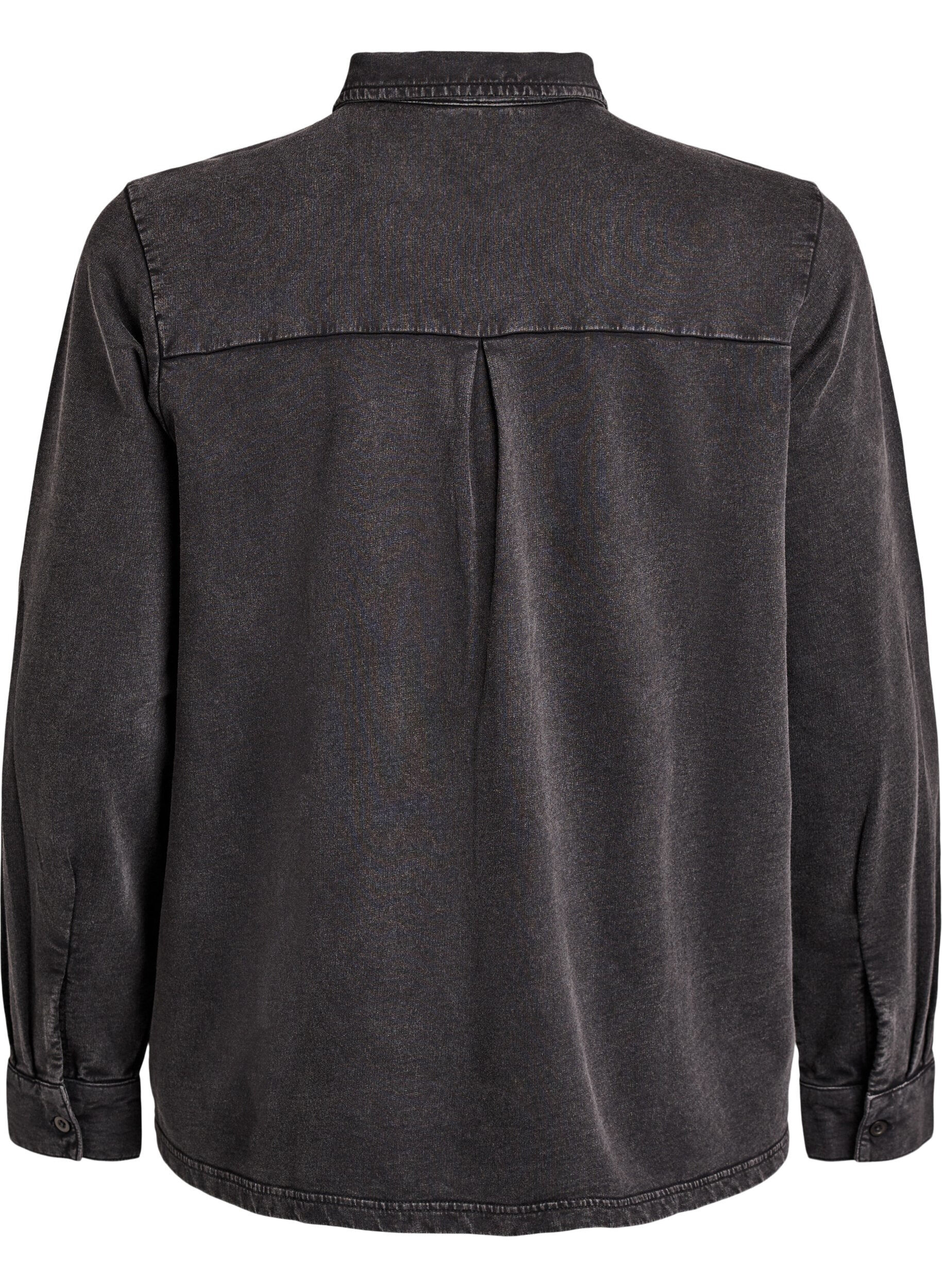 Zizzifashion Shirt in sweat fabric with a washed effect, Dark Grey, Packshot image number 1