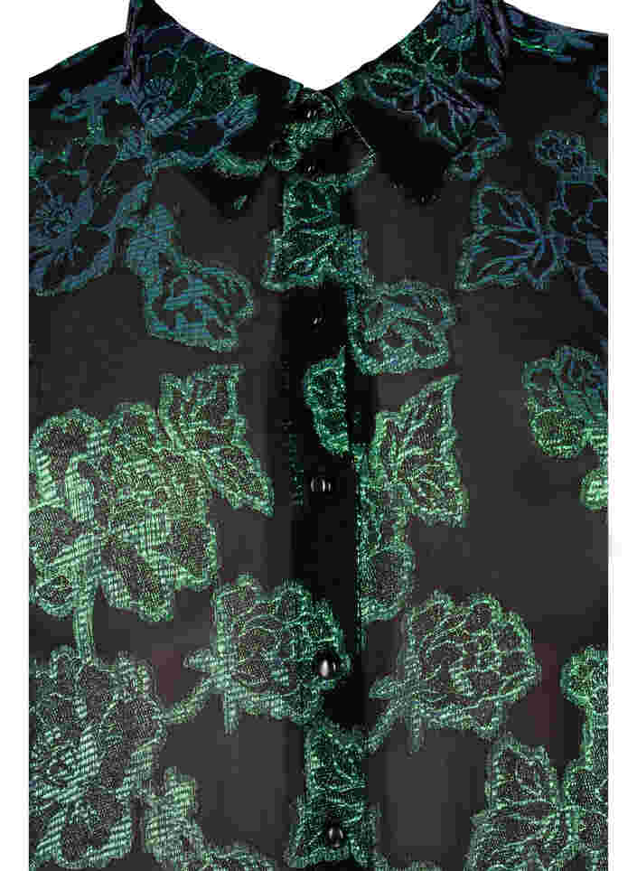 Long viscose shirt with lurex structure, Black W. Green Lurex, Packshot image number 2