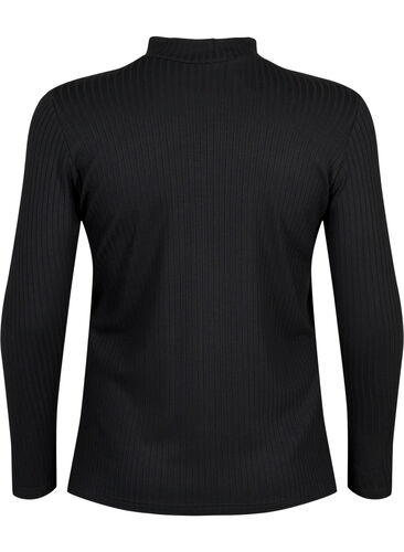 Fitted viscose blouse with high neck, Black, Packshot image number 1