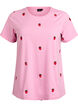 T-shirt in organic cotton with embroidered motifs, Pink, Packshot image number 0