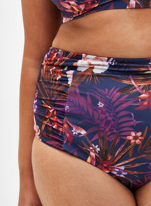 High-waisted floral bikini bottoms, Purple Flower, Model image number 2
