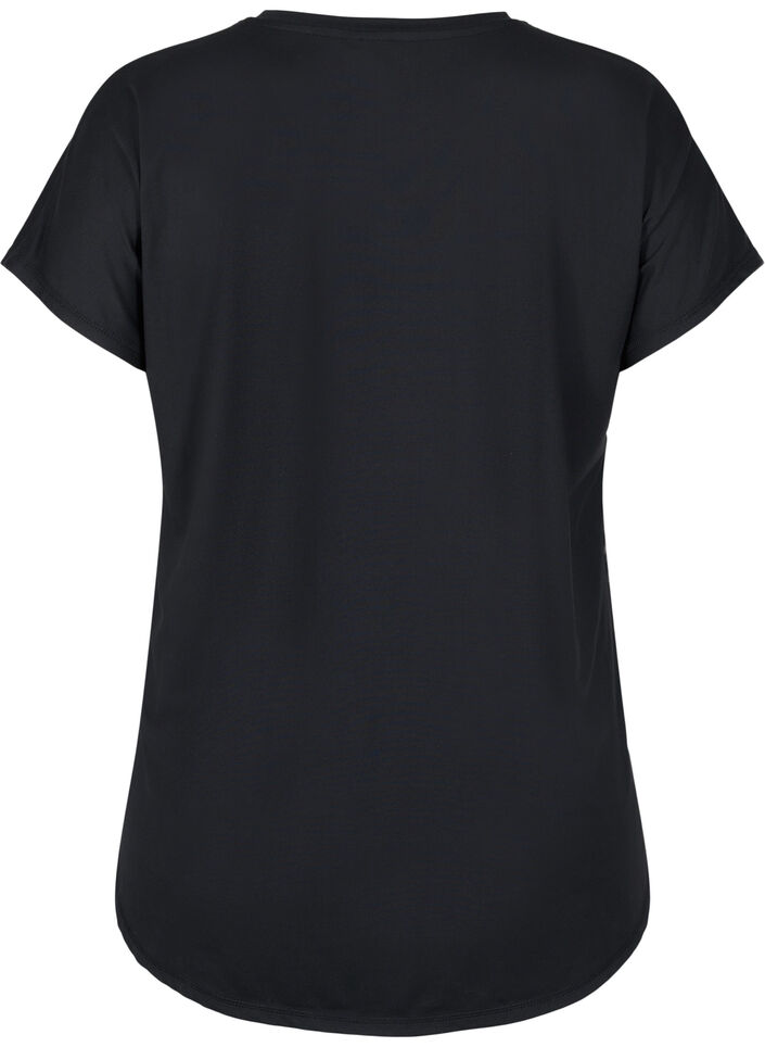 Short sleeve sport t-shirt with v-neck, Black, Packshot