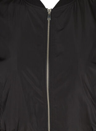 Bomber jacket with pockets and ribbed fabric, Black, Packshot image number 2