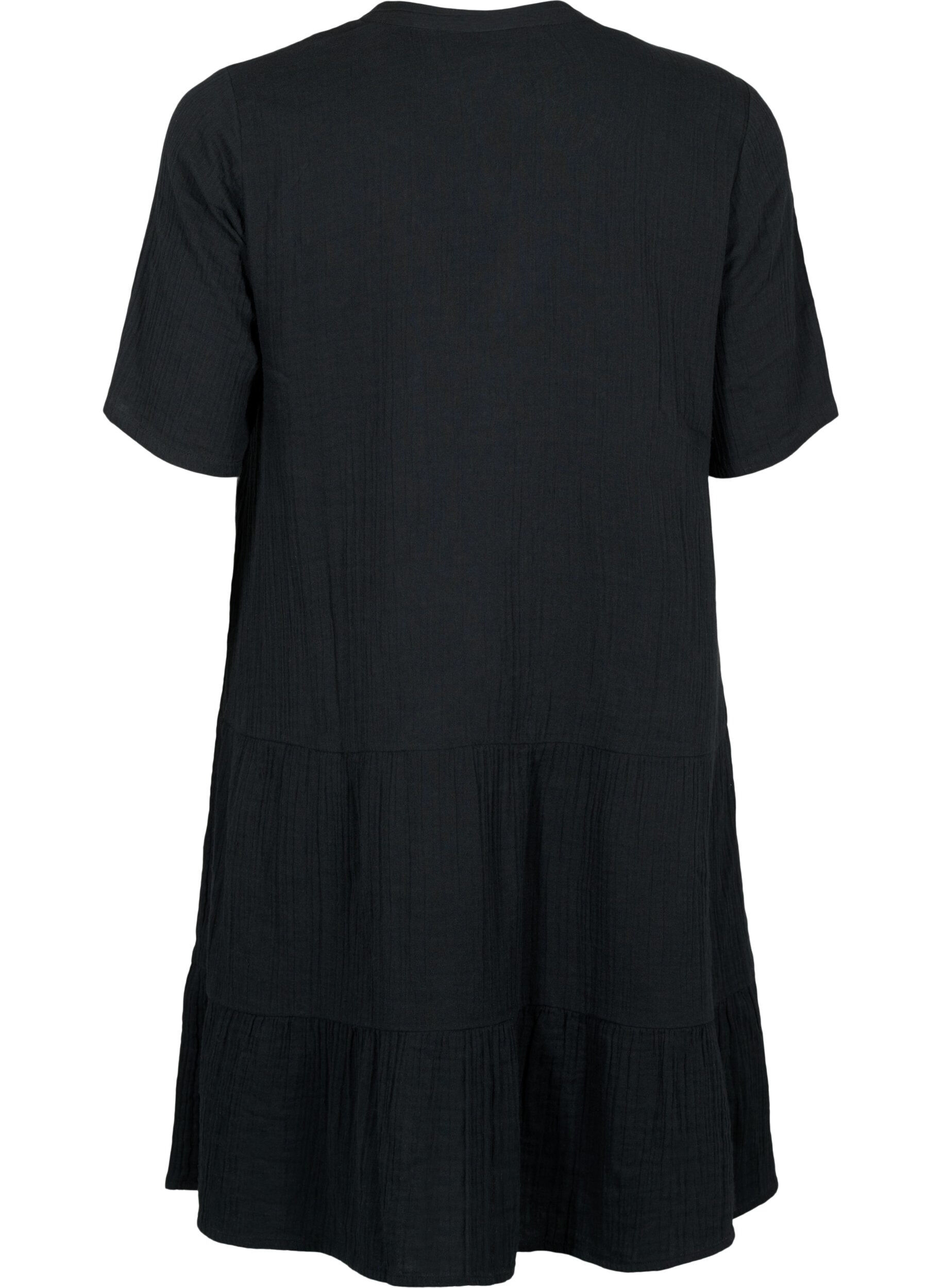 Zizzifashion Short sleeve dress in 100% cotton, Black, Packshot image number 1