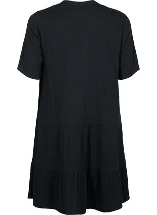 Short sleeve dress in 100% cotton, Black, Packshot image number 1