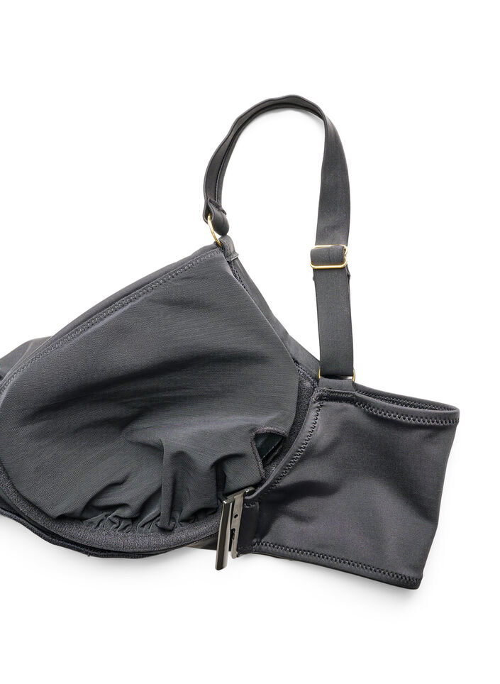 Bikini bra with underwire and gold-coloured detail, Black, Packshot image number 3