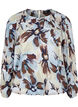 Long-sleeved blouse with print and button, Grey Flower AOP, Packshot image number 0