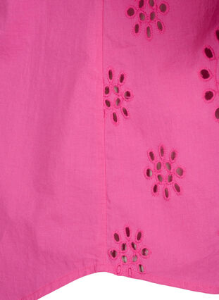 Shirt blouse with embroidery anglaise and 3/4 sleeves, Raspberry Rose, Packshot image number 3