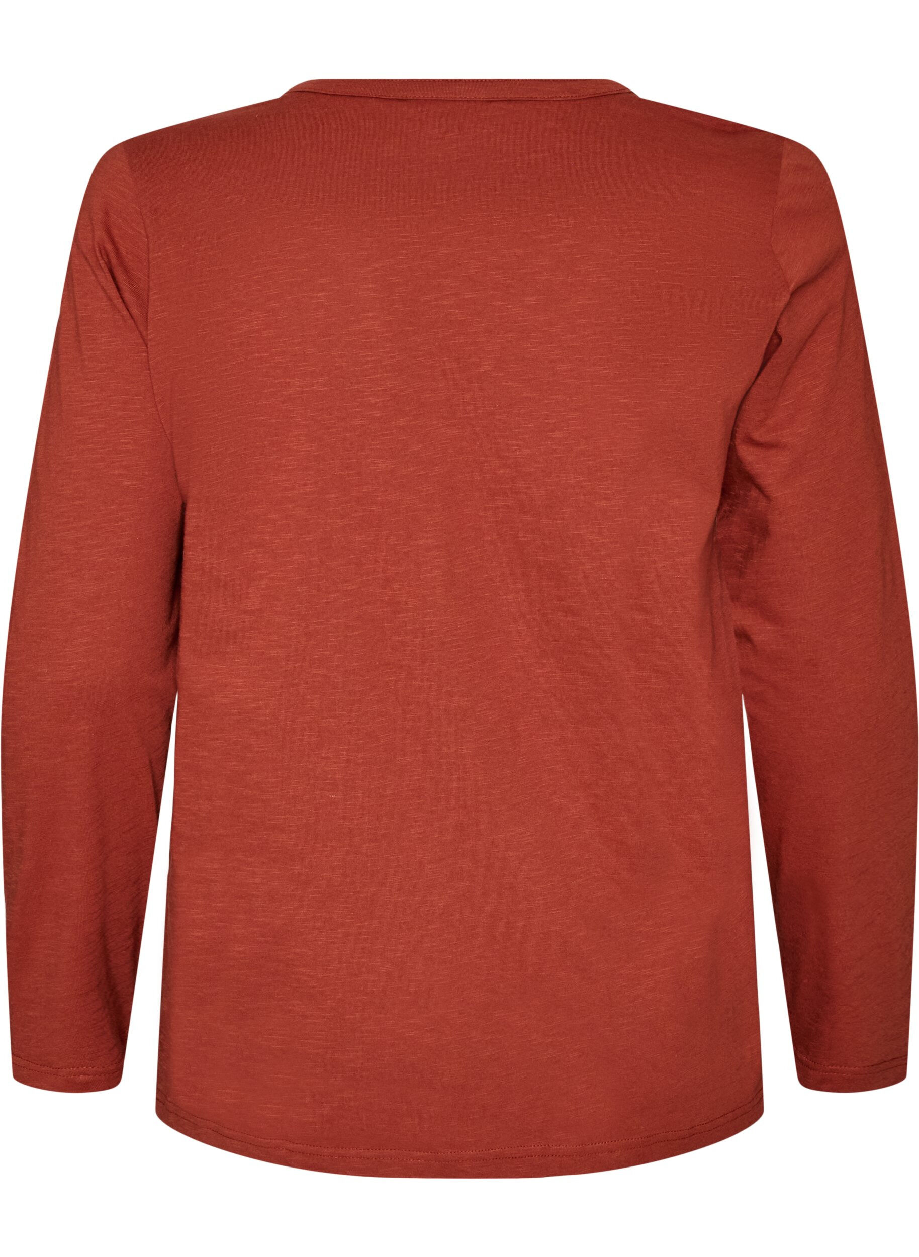 ZizzifashionLong-sleeved t-shirt with V-neck and buttons, Brown, Packshot image number 1