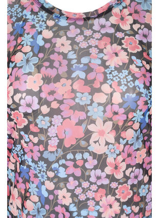 Tight fit mesh blouse with floral print, Flower AOP, Packshot image number 2