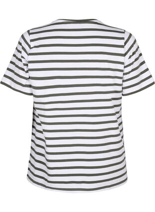 Striped T-shirt in organic cotton, Thyme Stripe, Packshot image number 1