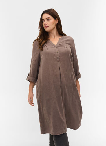 Cotton dress with 3/4 sleeves, Falcon, Model image number 0