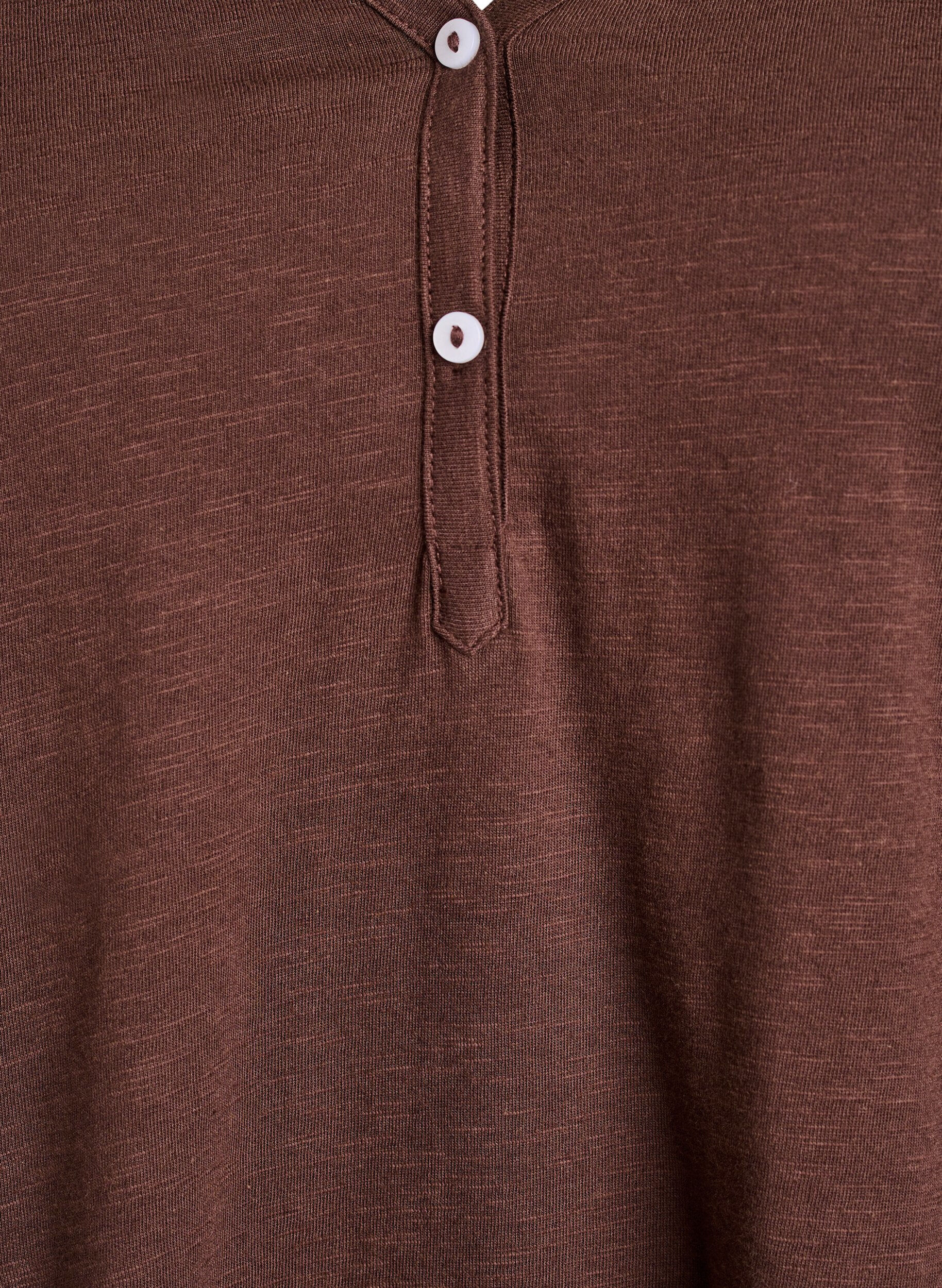ZizzifashionLong-sleeved t-shirt with V-neck and buttons, Brown, Packshot image number 2