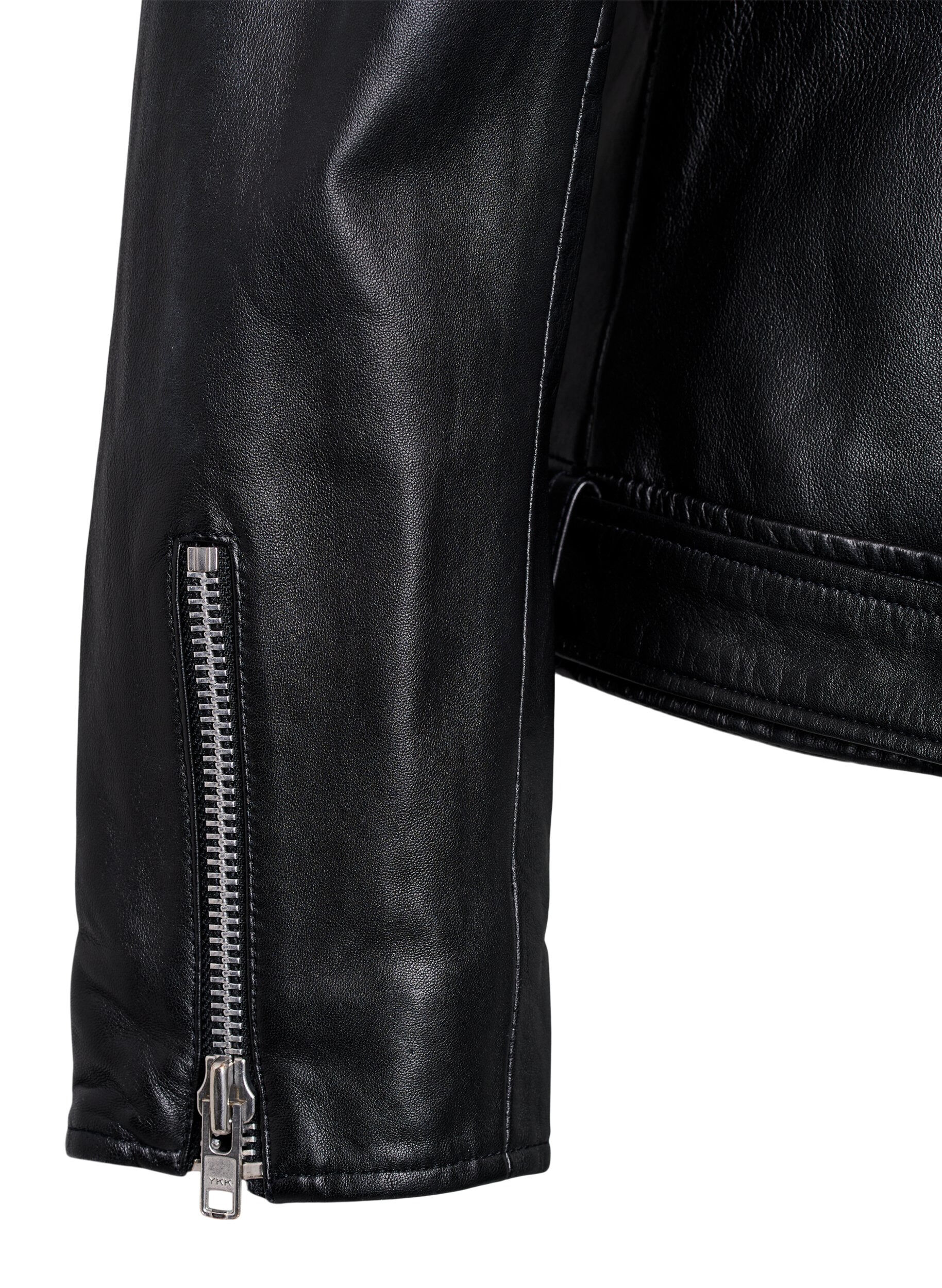 Zizzifashion Leather biker jacket with belt, Black, Packshot image number 3