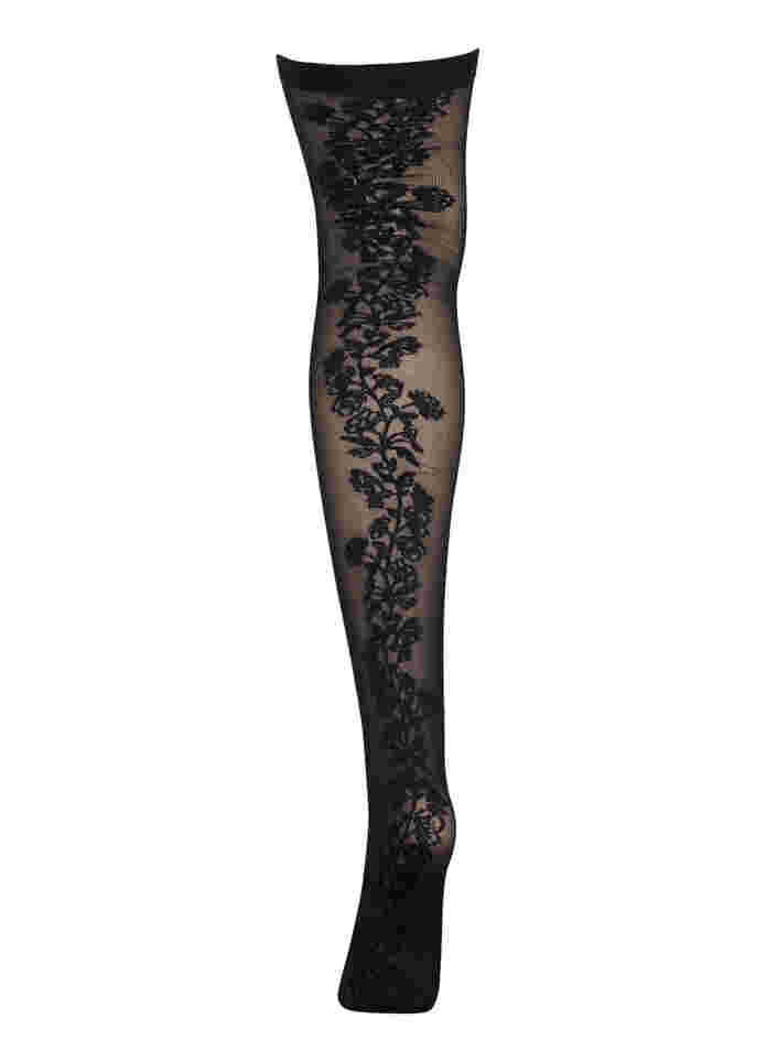 	 Hold-up stockings in 30 denier with lace, Black, Packshot image number 2