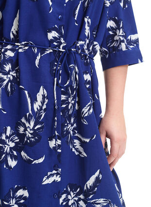 FLASH - Shirt dress with floral print, Navy Blazer Flower, Model image number 2