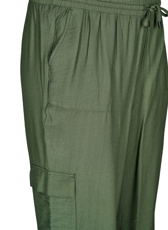 High-waisted cargo trousers, Green, Packshot image number 2