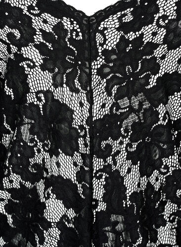 Long sleeve lace blouse with V-neck, Black, Packshot image number 2