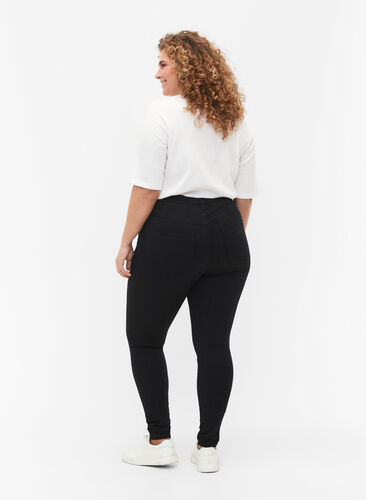 Super slim Amy jeans with high waist, Black, Model image number 1